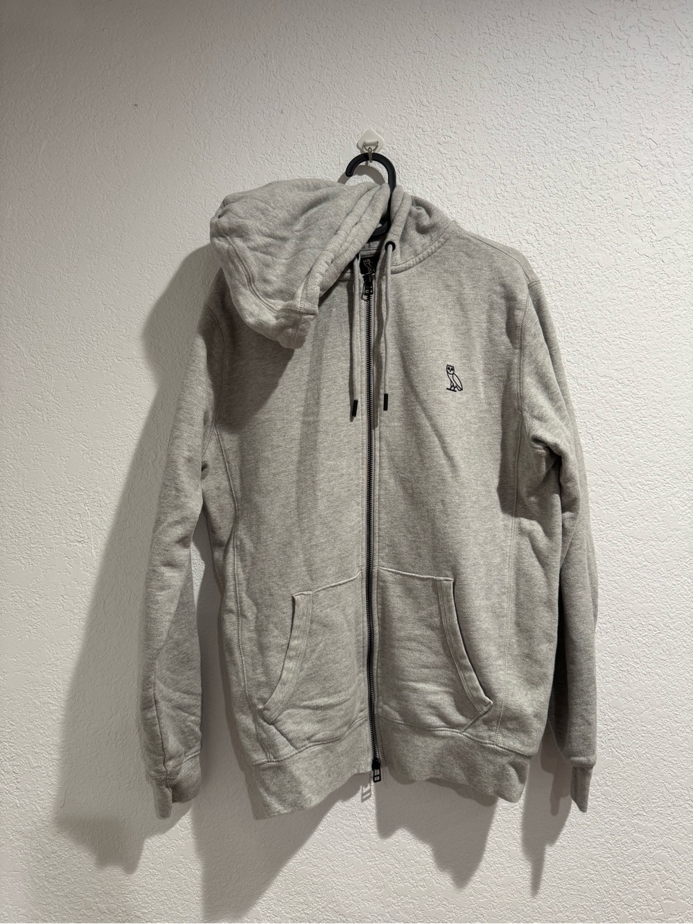 Ovo Light Gray Zip-Up Hoodie Sweater - Men's Casual Pullover